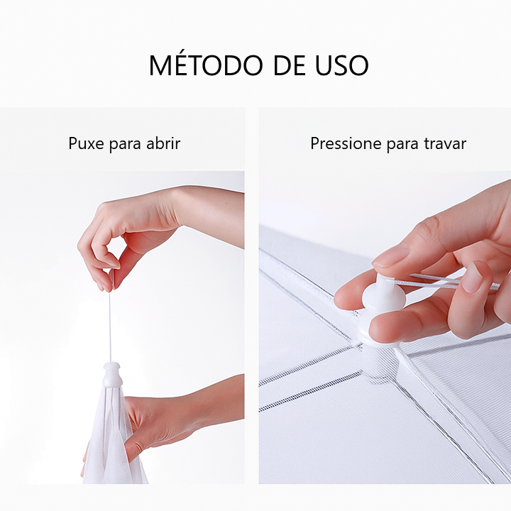 Tenda protetora de alimentos dobrável