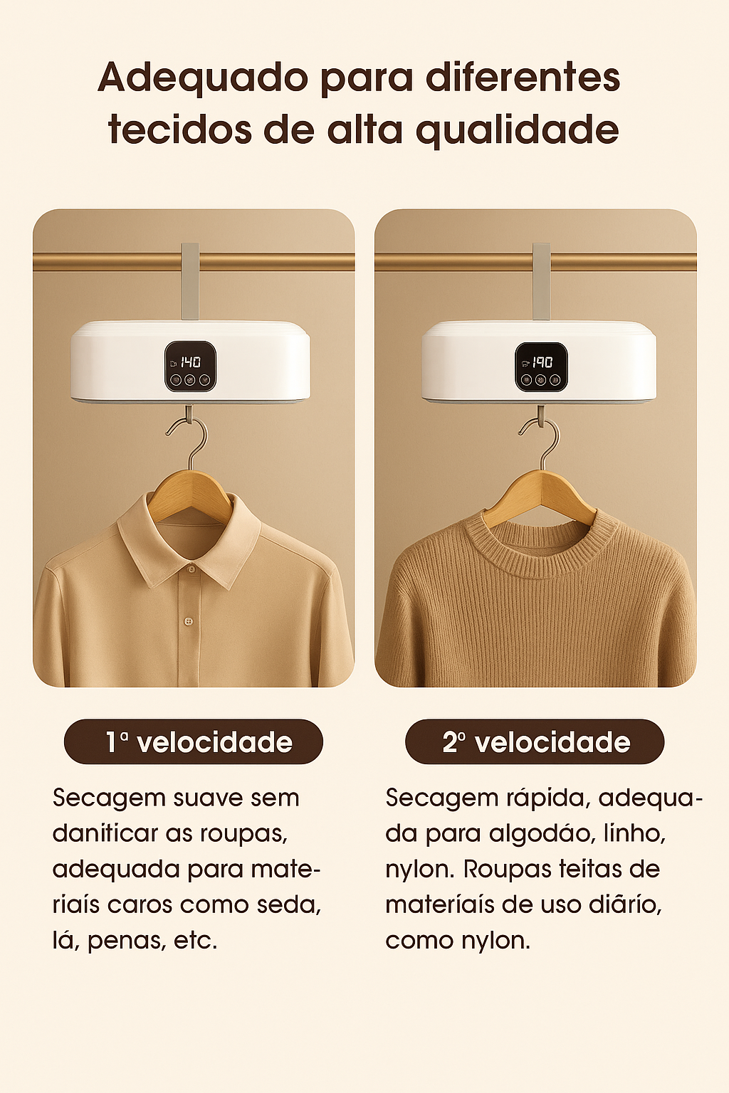 Secador de Roupas Inteligente - Tripla Esterilização UV+PTC - 600W 220V