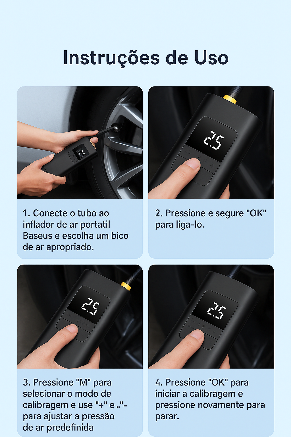 Inflador compressor de ár portátil Baseus