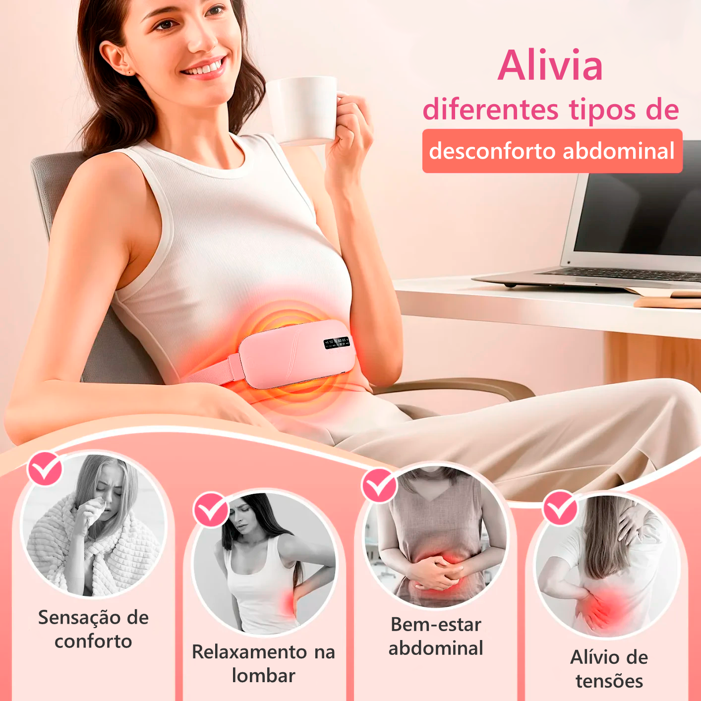 Cinta Elétrica Portátil Recarregável | Aquecimento e Massagem