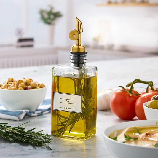 Galheteiro de Vidro Premium com Bico Dourado