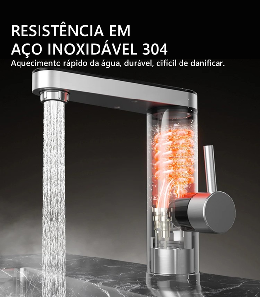 Torneira Elétrica 3400W - Display Digital - Aço Inoxidável 220V